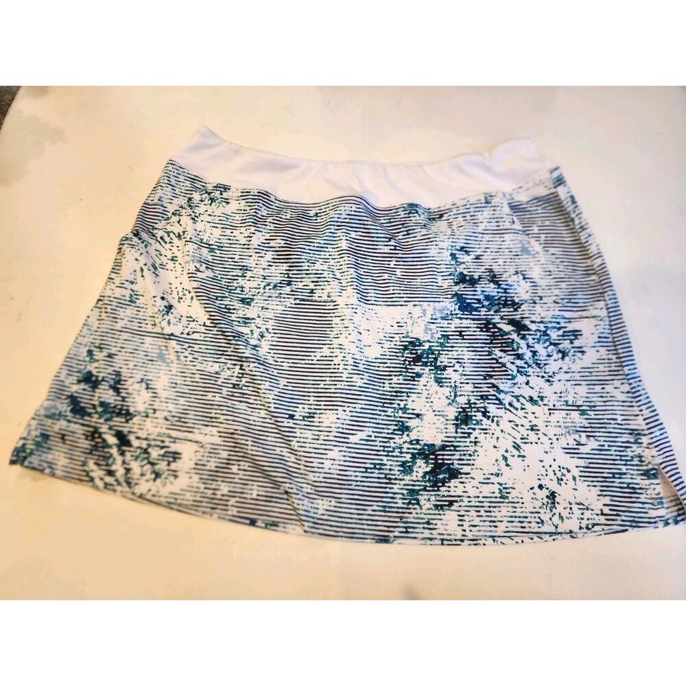 PGA Tour Womens Golf Skirt White Aqua Front And Back Pockets SZ L